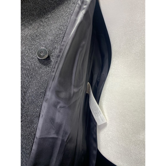 Mango Gray Herringbone Trench Coat Double Breasted Belted Longline Classic - Picture 7 of 9